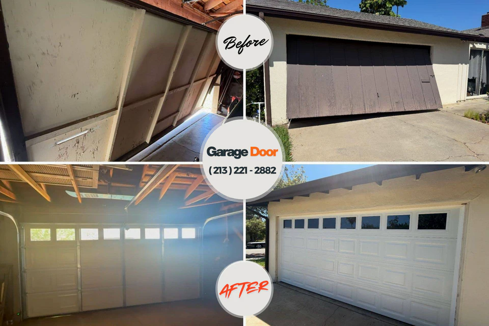Before and after: garage door repair Jarales, NM
